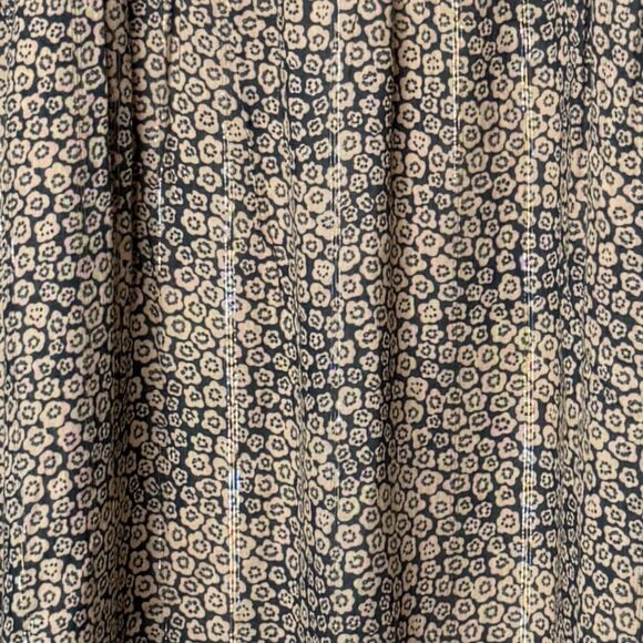 Maison 123 Dress Womens 12 Black Tan Ditzy Floral Shift Neutral Boho Peasant‎ - Picture 6 of 10